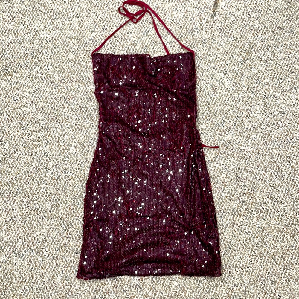 Purple Sequin Mini Dress